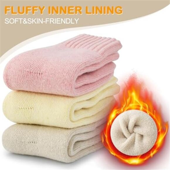 Thermal Thick Wool Blend Boot Socks Cozy Winter Fuzzy 3-Pack - Picture 7 of 14